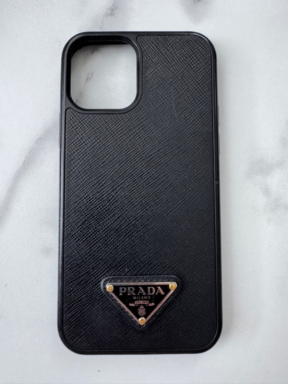 Prada iPhone 12 Leather Phone Case Black